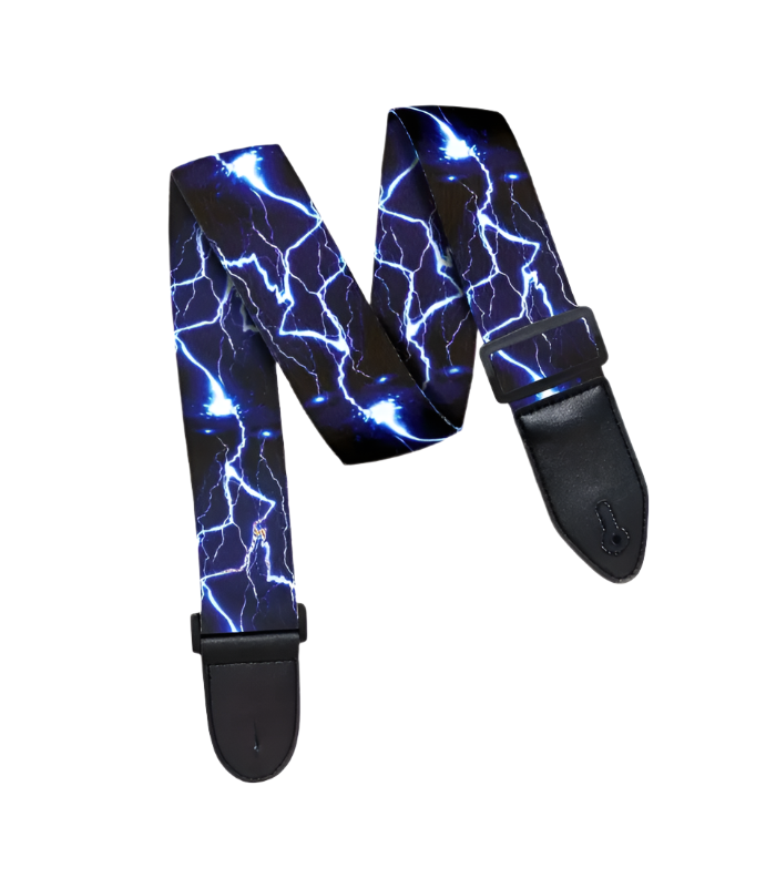 Polyester Guitar Strap - Blue Lightning
