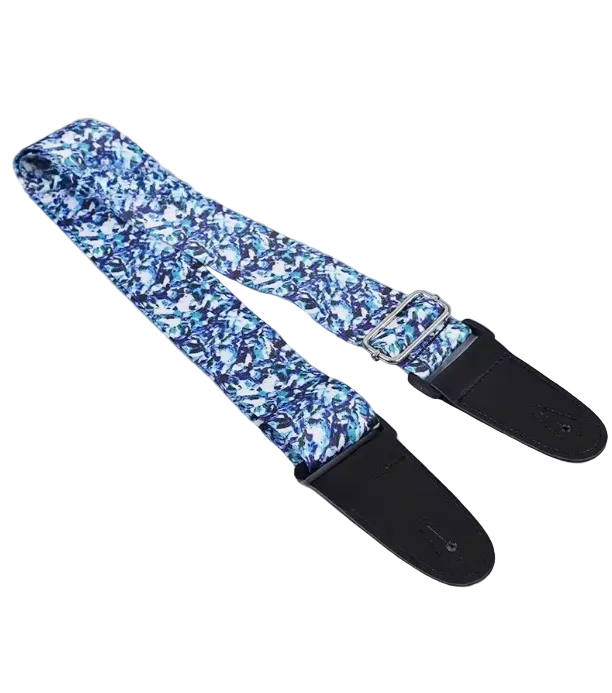 Polyester Guitar Strap - Psychedelic blue and white