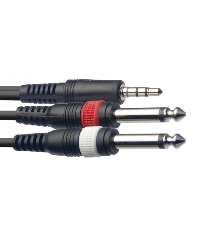Stagg Y-Cable Male 1/8" - 2 x Male 1/4 Inch - 10ft