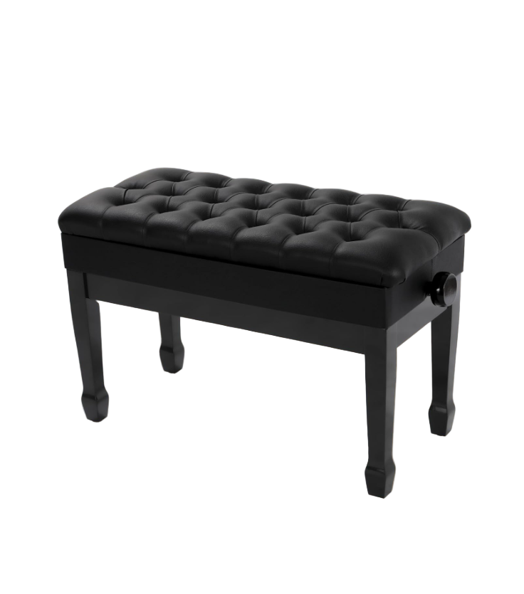 Deluxe Duet Piano Bench - height adjustable w/ Storage Compartment - Black