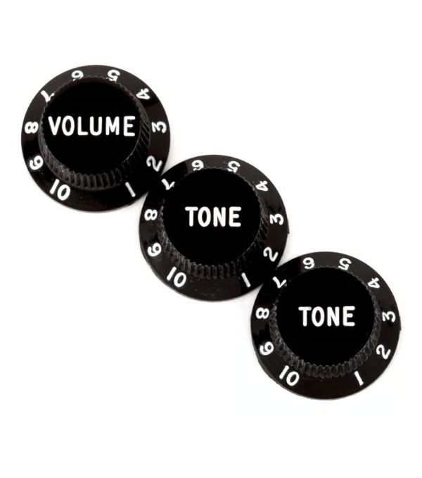 Black Volume + Tone Knobs for Electric Guitar