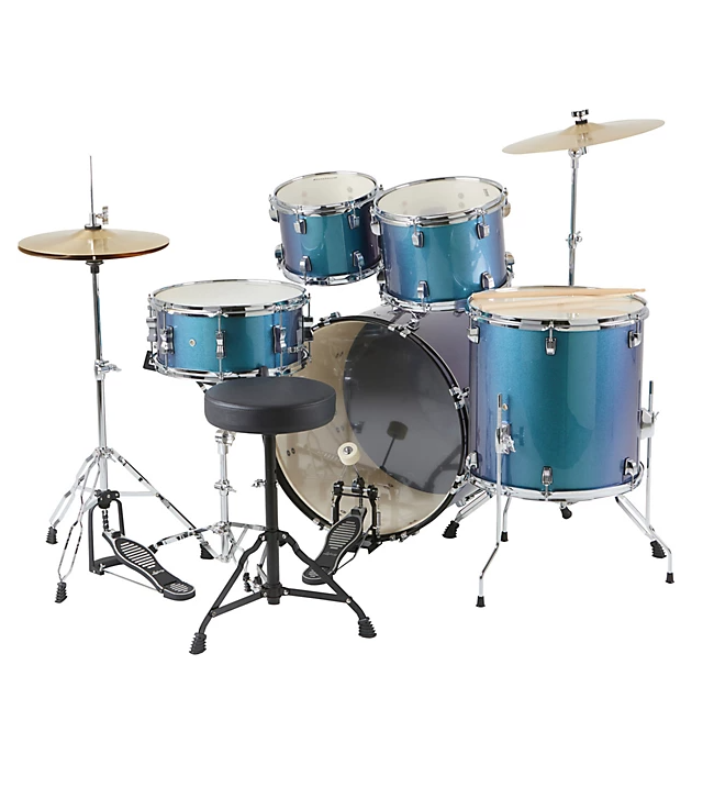 Ludwig BackBeat Complete 5-Piece Drum Set With Hardware and Cymbals Pacific Mist