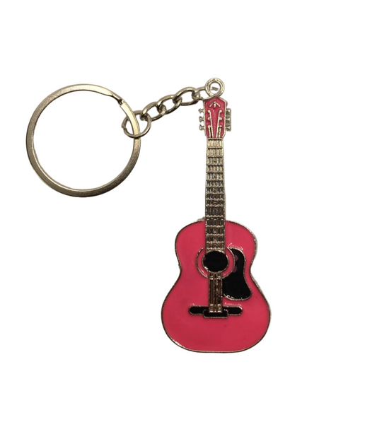 Acoustic Guitar Keychain - Pink