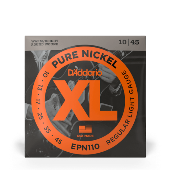 D'Addario 10-45 Regular Light, XL Pure Nickel Electric Guitar Strings