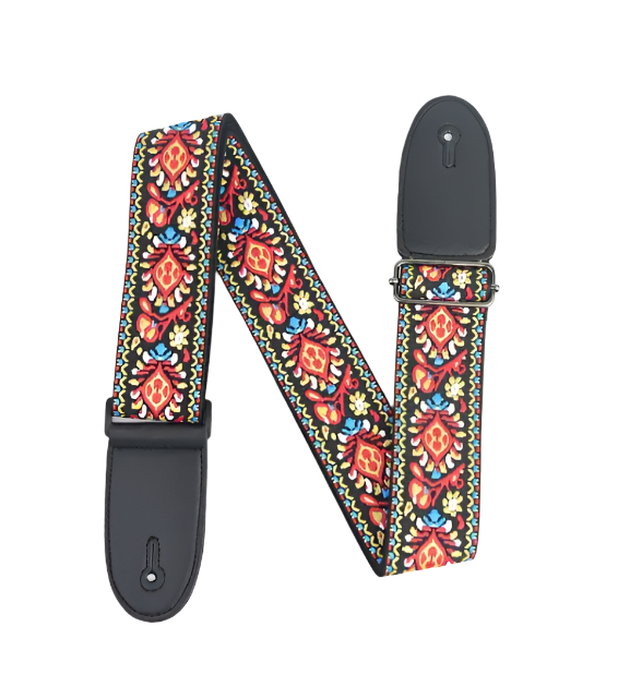 Guitar Strap - Red Embroidered