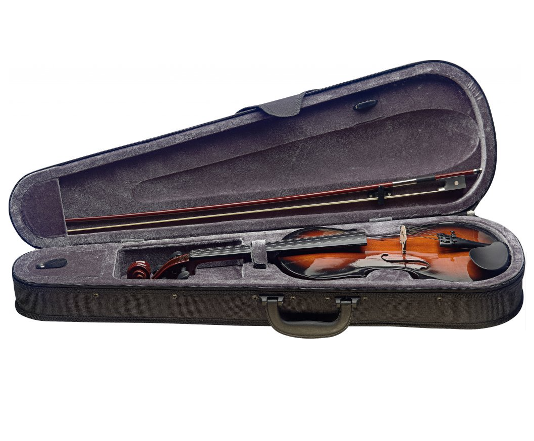 Stagg Solid Maple Sunburst Full Size Student Violin w/ Case and Bow