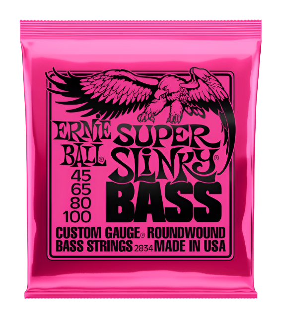 Ernie Ball Super Slinky Nickel Wound Electric Bass Strings 45-100 Gauge