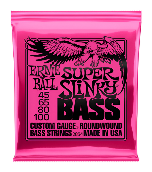 Ernie Ball Super Slinky Nickel Wound Electric Bass Strings 45-100 Gauge