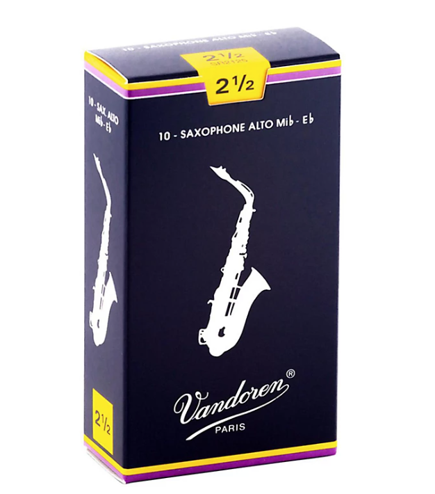 Vandoren Traditional Alto Saxophone Reeds - Box of 10 - Sizes 2-3.5