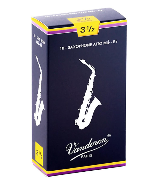 Vandoren Traditional Alto Saxophone Reeds - Box of 10 - Sizes 2-3.5
