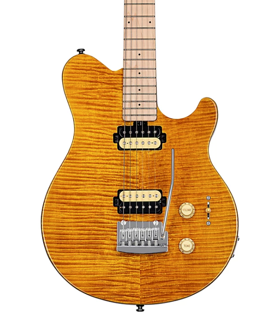 Sterling by Music Man S.U.B. Axis Flame Maple Top Electric Guitar Transparent Gold