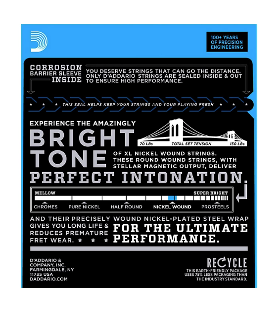 D'Addario EXL120 Nickel Super Light Electric Guitar Strings Single-Pack