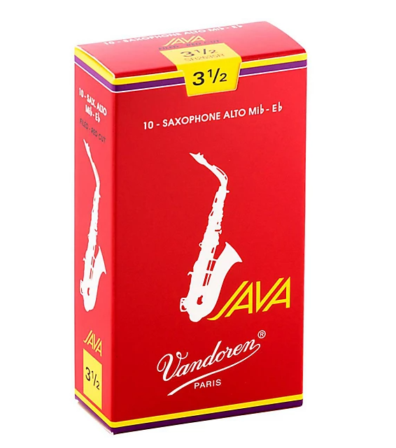 Vandoren JAVA Red Alto Saxophone Reeds - Box of 10 - Sizes 2.5-3.5
