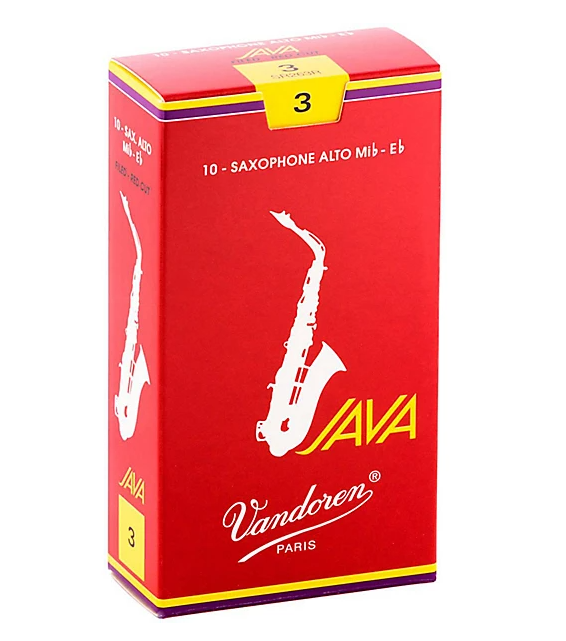 Vandoren JAVA Red Alto Saxophone Reeds - Box of 10 - Sizes 2.5-3.5