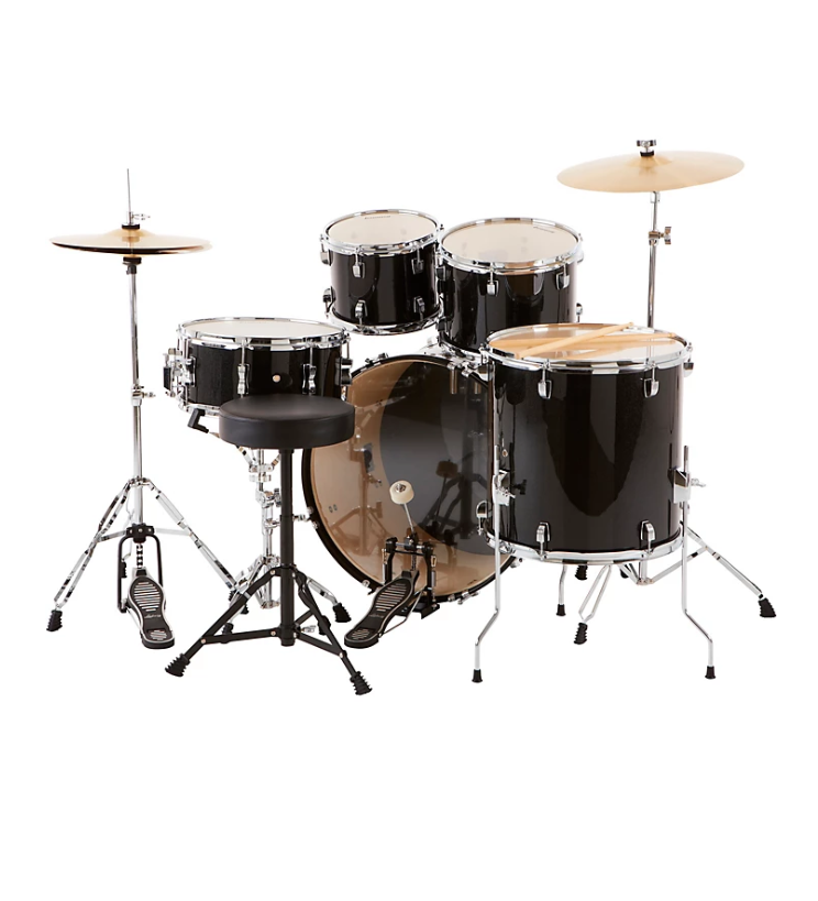 Ludwig BackBeat Complete 5-Piece Drum Set With Hardware and Cymbals Black Sparkle