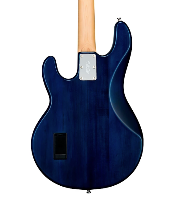 Sterling by Music Man StingRay Ray4 Electric Bass Satin Transparent Blue Black Pickguard
