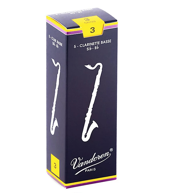 Vandoren Traditional Bass Clarinet Reeds - Box of 5 - Sizes 2-3.5