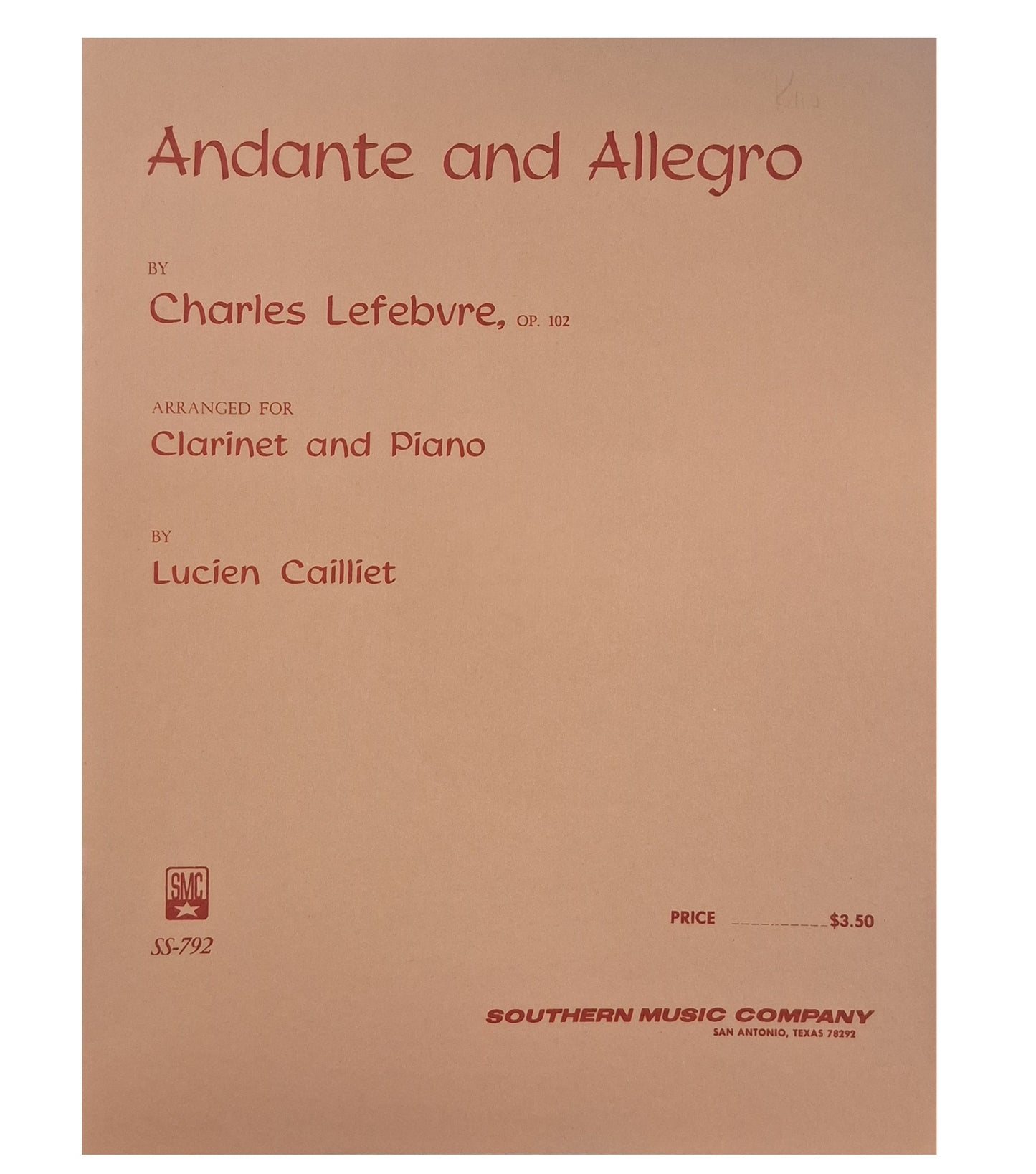 Charles Lefebvre - Andante and Allegro Clarinet Solo w/ Piano Accompaniment