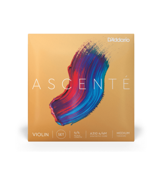D'Addario Ascenté Violin String Set, 4/4 Scale, Medium Tension