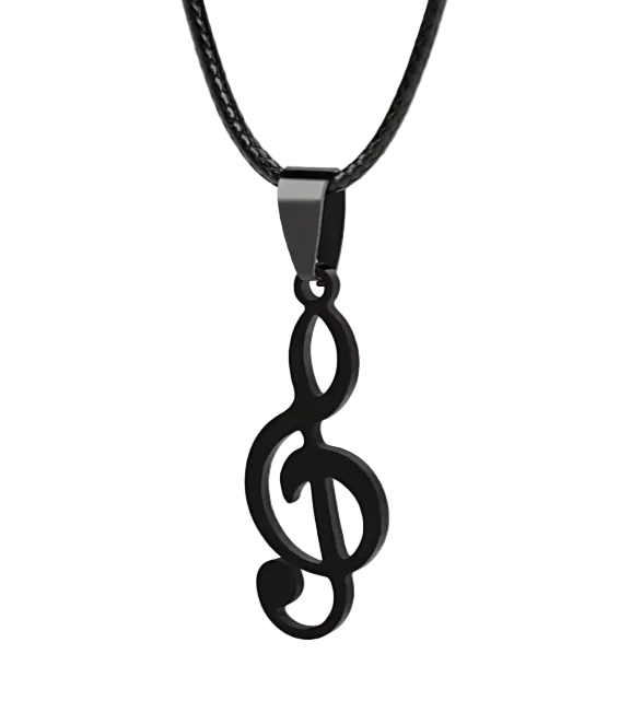 Black Treble Clef Necklace