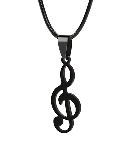 Black Treble Clef Necklace