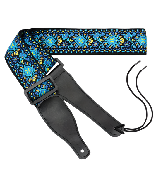 Guitar strap - Light Blue Embroidered