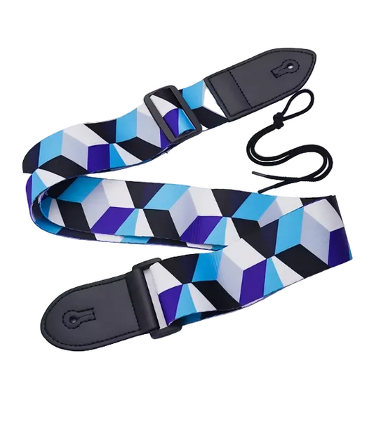 Polyester Guitar Strap - Blue Geometric