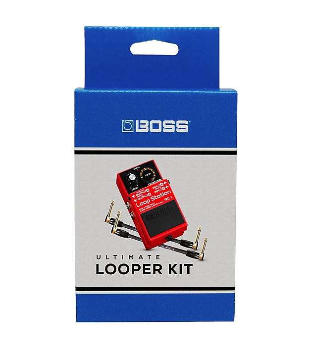 BOSS RC-1 Ultimate Looper Kit With Effects Pedal and Two 6" Patch Cables Red