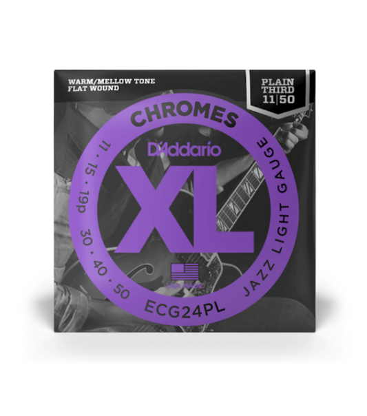 D'Addario 11-50 Jazz Light, Plain Third, XL Chromes Electric Guitar Strings