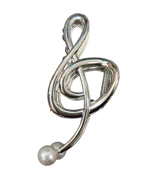 Treble Clef Hair Clip - Silver or Gold