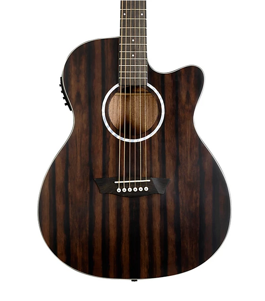 Washburn Deep Forest Grand Auditorium Cutaway A/E Guitar - Striped Ebony