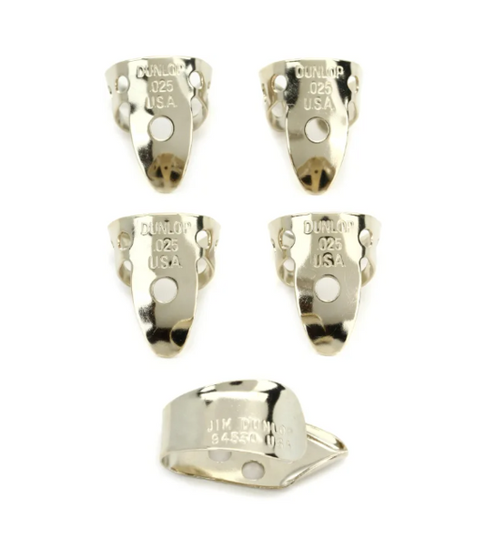 Dunlop Nickel Silver Finger and Thumbpicks - .025 inches, Silver, 5-pack
