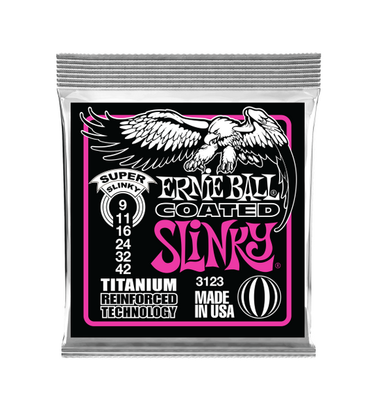 Ernie Ball Super Slinky Coated Titanium RPS Electric Guitar Strings 9-42 Gauge