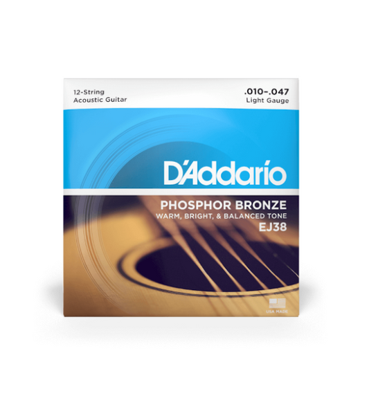 D'Addario EJ38 Phosphor Bronze 12-String Guitar Strings - Light Gauge 10-47