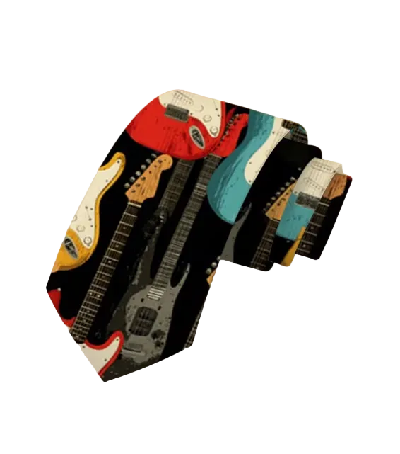 Men's Tie with electric Guitar print