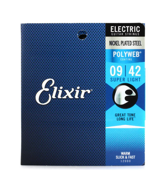 Elixir Nickel Plated Guitar Electric Strings With POLYWEB Coating, Super Light Gauge