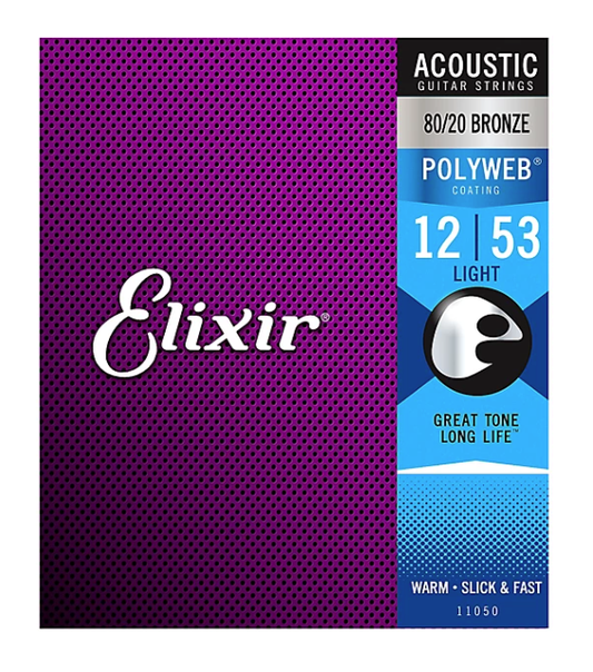 Elixir 80/20 Bronze Acoustic Guitar Strings With POLYWEB Coating, Light Gauge