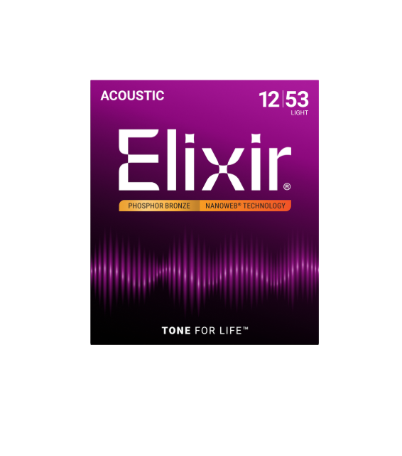 Elixir Phosphor Bronze Acoustic Guitar Strings With NANOWEB Coating, Light Gauge