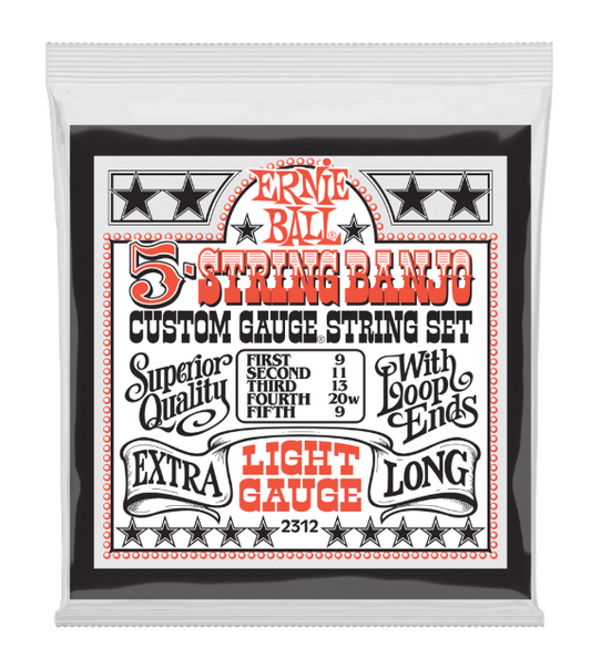 Light Stainless Steel Loop End 5-String Banjo Guitar Strings 9-9 Gauge