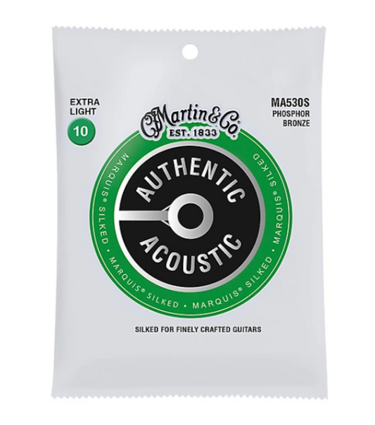 Martin MA530S Marquis Phosphor Bronze Extra Light Authentic Acoustic Silked Guitar Strings (Copy)