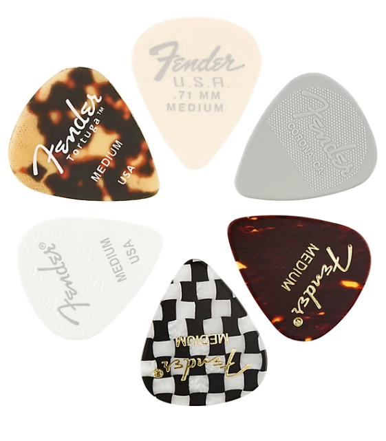 Fender 351 Shape Material Medley Guitar Picks (6-Pack) Medium