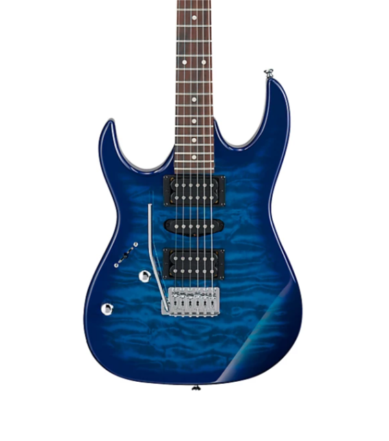 Ibanez GRX70QAL Left-Handed Electric Guitar Transparent Blue Burst