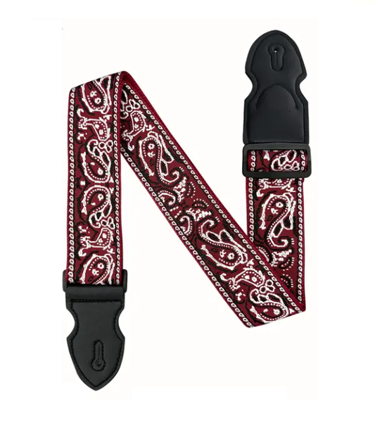 Jacquard Guitar Strap - Wine Red