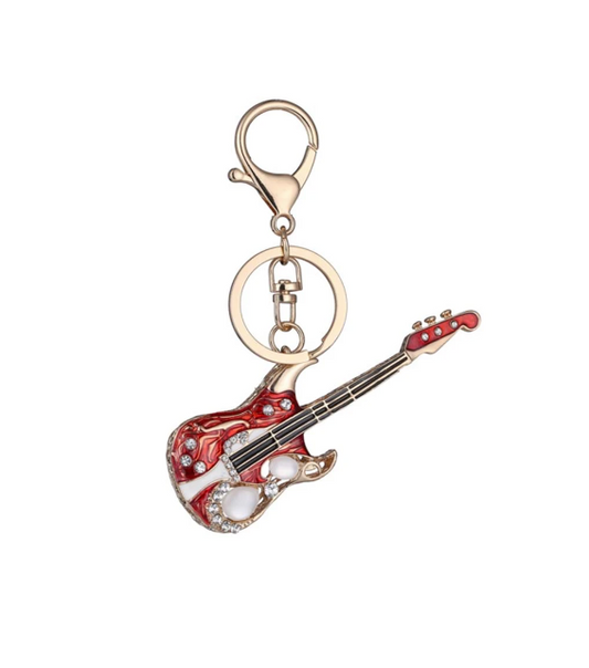 Electric Guitar Keychain - Red