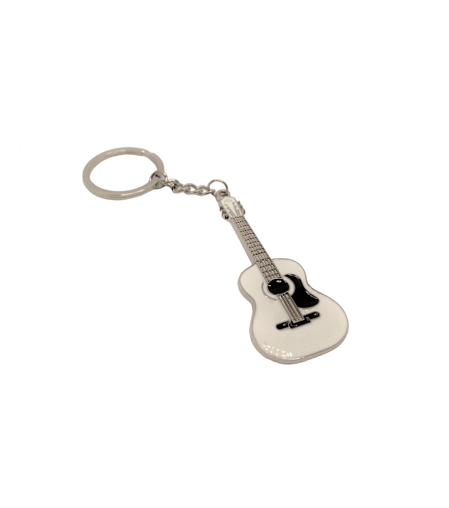 Acoustic Guitar Keychain - White