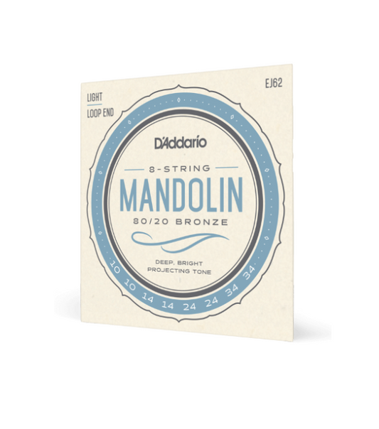 D'Addario EJ62 Mandolin Strings 10-34 Light, 80/20 Bronze