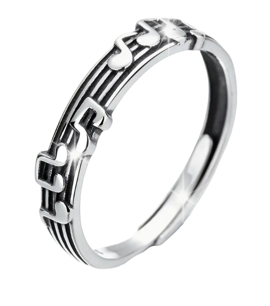 Music Note Ring - Thin - 925 Sterling Silver