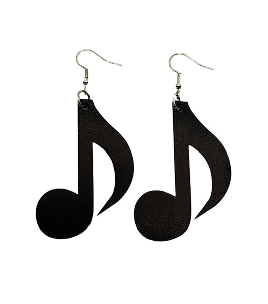 Eight Note Earrings - Leather