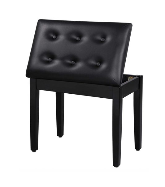 Black Piano Bench w/ Padded Cushion and Storage Compartment