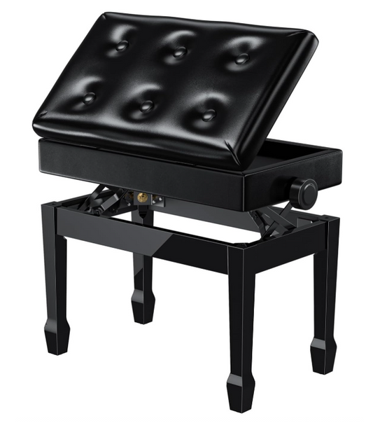 Piano Bench - Black w/ Storage Compartment and Height Adjustable